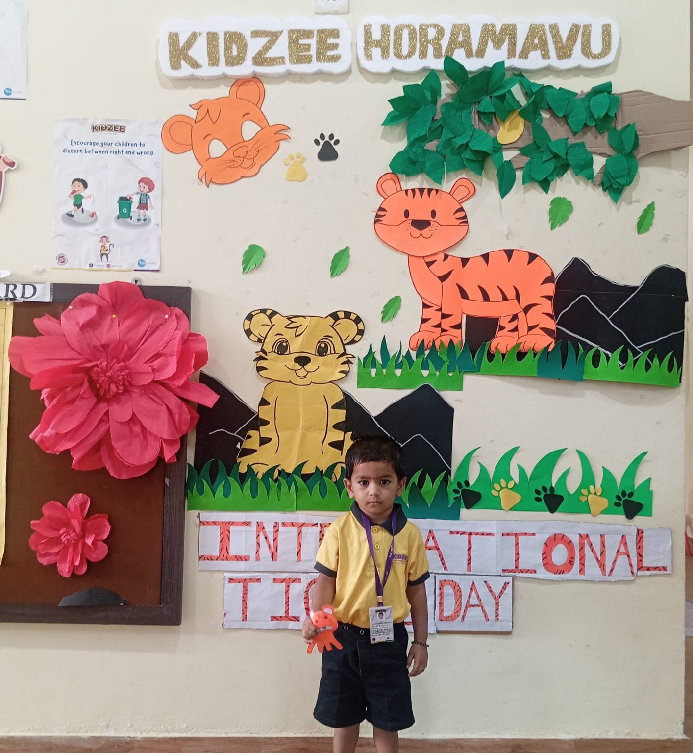 Nursery children celebrating International Tiger Day at Kidzee Jayanthi Nagar, Horamavu