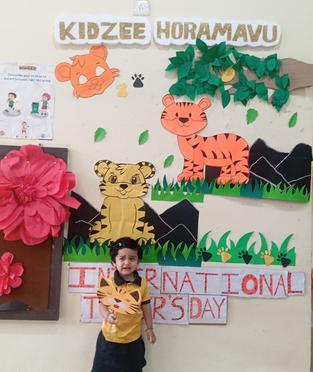Nursery children celebrating International Tiger Day at Kidzee Jayanthi Nagar, Horamavu