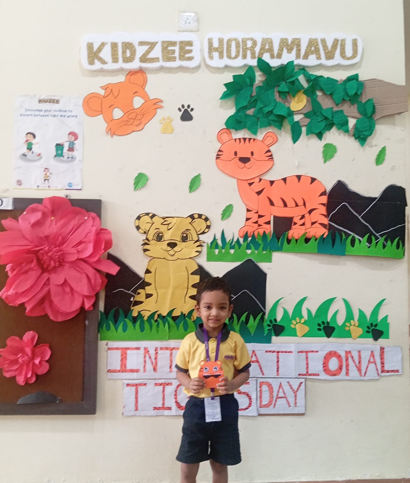 Nursery children celebrating International Tiger Day at Kidzee Jayanthi Nagar, Horamavu