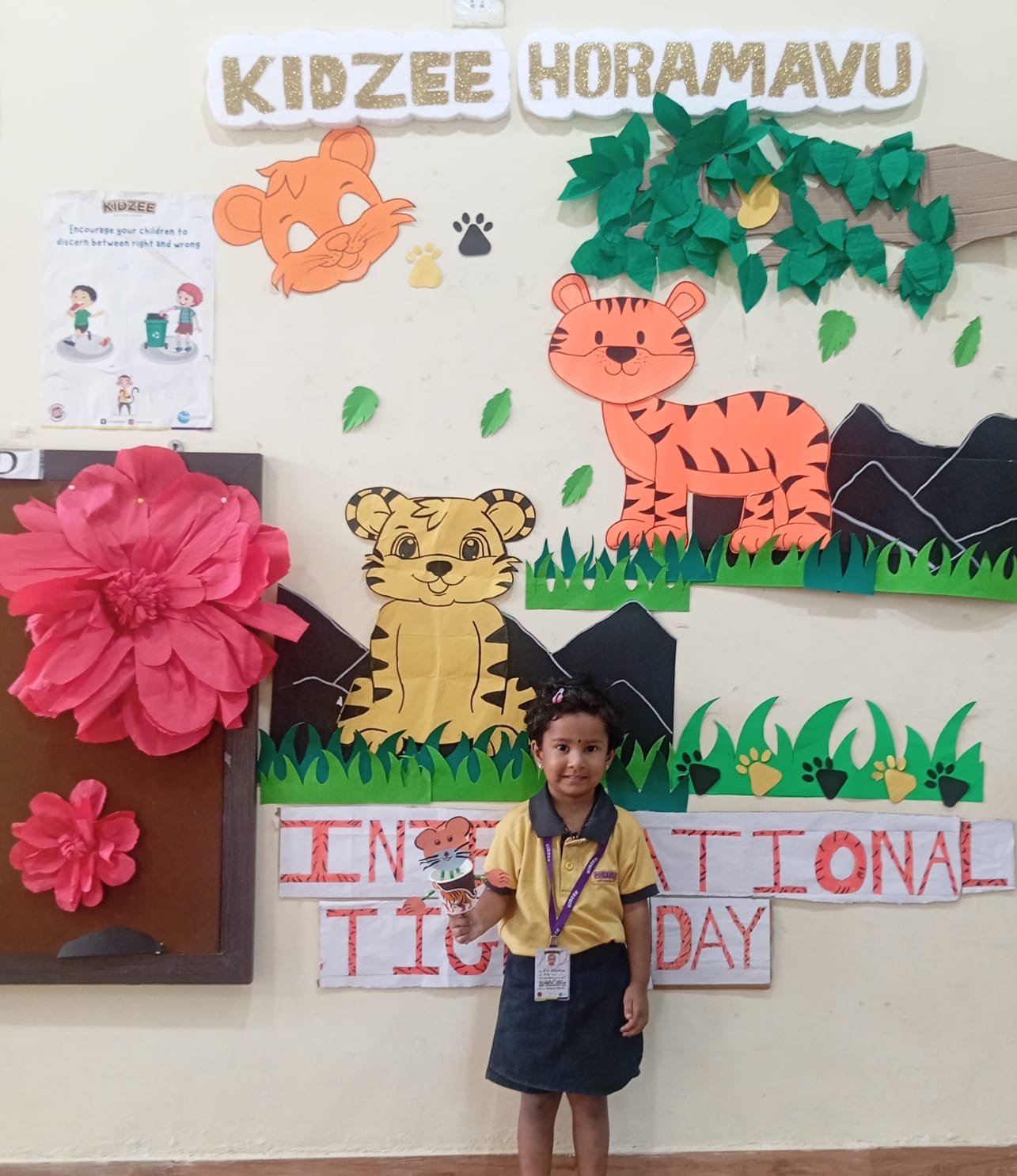 Nursery children celebrating International Tiger Day at Kidzee Jayanthi Nagar, Horamavu